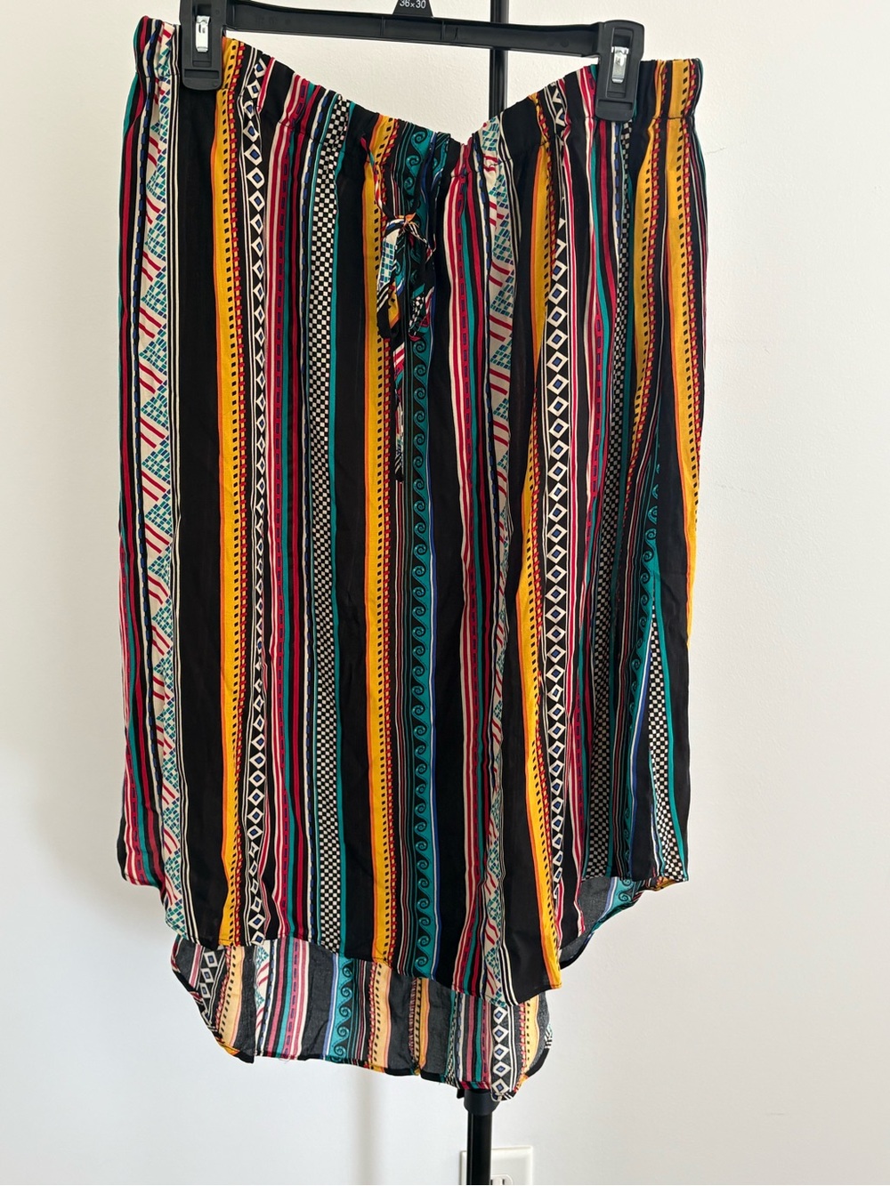 SHEIN Multicolor Striped High-Low Skirt with Drawstring
